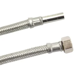 DN8 DVGW Panzerschlauch m. Edelstahlumflechtung 3/8 ÜM x 10mm Rohrstutzen 1000 mm