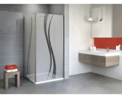 Drehtür inkl. Seitenwand Schulte Alexa Style 2.0 80x80 cm Dekor Liane Profilfarbe aluminium