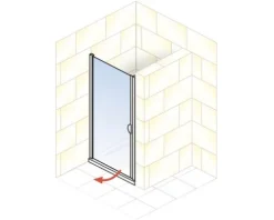 Drehtür in Nische Schulte Lugano 90 cm Klarglas Profilfarbe aluminium