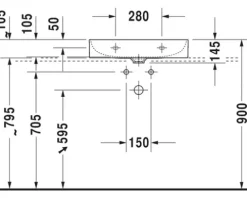 DURAVIT Aufsatzwaschbecken DuraSquare 60 x 47 cm weiß glänzend mit nicht verschließbarem Ablaufventil 2353600071