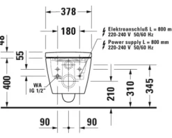 DURAVIT Dusch-WC Set Starck f Lite Tiefspüler ohne Spülrand mit hygienedusche weiß glänzend mit WC-Sitz 650001012004310