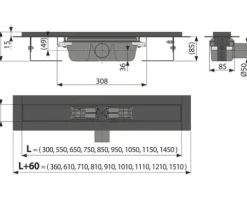 Duschrinne APZ1 300 mm schwarz-matt RAL9005