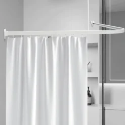 Duschstange/ Set Universal Duschvorhangstange Duschvorhangschiene Weiss L -Form (90 x 90 cm)