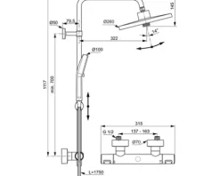 Duschsäule inkl. Thermostat Ideal Standard Ceratherm T25+ Eco schwarz matt A7212XG