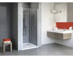 Duschtür in Nische mit Pendeltür SCHULTE Alexa Style 2.0 ExpressPlus 80 cm Profil aluminium Klarglas schmutzabweisende Glasbeschichtung