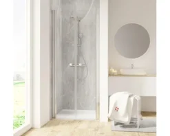 Duschtür in Nische mit Pendeltür SCHULTE Garant 2.0 ExpressPlus 80 cm Profil chrom Klarglas schmutzabweisende Glasbeschichtung Türanschlag links Türanschlag rechts