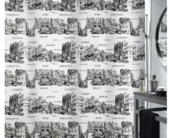 Duschvorhang Places schwarz/weiß 180 x 200 cm