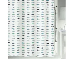 Duschvorhang spirella Santorini Textil 180 x 200 cm weiß/blau