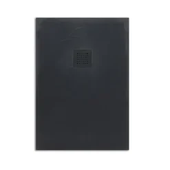 Duschwanne aus Harz 150x80 h 2,5cm anthrazitgrau komplett mit Abdeckgitter aus Stahl | Muse