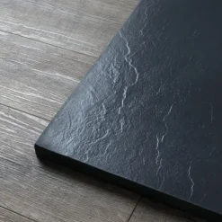 Duschwanne aus Harz 150x80 h 2,5cm anthrazitgrau komplett mit Abdeckgitter aus Stahl | Muse