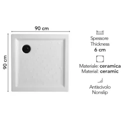 Duschwanne mit Antirutschbeschichtung aus Keramik 90X90 | Malta