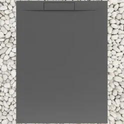 Duschwanne 170X90 cm GRAU RAL 7037 Vulcano Line PLUS aus Kunstharz und Marmorpulver mit Seitengitter AUS MARMORESINA - FRASCIO