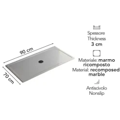 Duschwanne 70X90x3cm bodengleicher Einbau | Klio