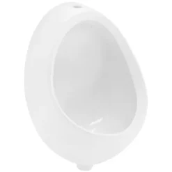 ECD Germany Urinal Weiß Zulauf von oben, Keramik Pinkelbecken mit Nano-Versiegelung, Modernes Pissoir, 35x46x30 cm, oval, Spülrand geschlossen, Senkrechter Ablauf, WC-Urinal Absaugeurinal Urinalbecken
