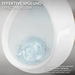 ECD Germany Urinal Weiß Zulauf von oben, Keramik Pinkelbecken mit Nano-Versiegelung, Modernes Pissoir, 35x46x30 cm, oval, Spülrand geschlossen, Senkrechter Ablauf, WC-Urinal Absaugeurinal Urinalbecken