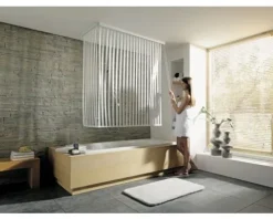 Eckduschrollo mit Kassette und Rollo Kleine Wolke 138 + 62 x 240 cm weiß 100