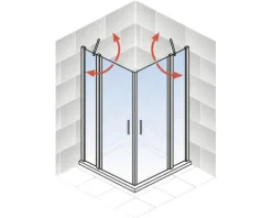 Eckeinstieg mit Drehtür SCHULTE Alexa Style 2.0 ExpressPlus 80 x 80 cm Profil schwarz Klarglas schmutzabweisende Glasbeschichtung Türanschlag links Türanschlag rechts