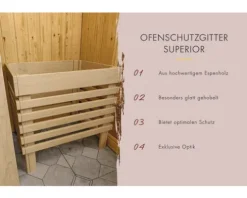 Elementsauna Karibu Laskaja ohne Ofen und Dachkranz mit bronzierter Ganzglastür