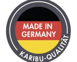 Elementsauna Karibu Melanit 1 ohne Ofen und Dachkranz mit Ganzglastüre aus Klarglas