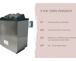 Elementsauna Karibu Siirina inkl. 9 kW Ofen u.ext.Steuerung ohne Dachkranz mit bronzierter Ganzglastüre