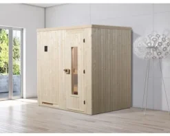 Elementsauna Weka Halmstad HT Gr.1 inkl. 7,5 kW Ofen mit digitaler Steuerung und Holztüre aus Isolierglas wämegedämmt