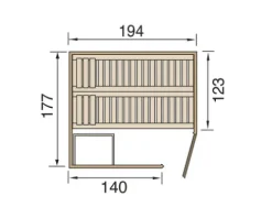 Elementsauna Weka Kiruna HT Gr.2 ohne Ofen und Fenster mit Holztüre und Isolierglas wärmegedämmt