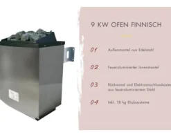 Elementsauna Karibu Bodina inkl. 9 kW Ofen u.ext.Steuerung ohne Dachkranz mit graphitfarbeneer Ganzglastüre