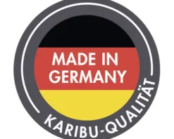 Elementsauna Karibu Malina ohne Ofen und Dachkranz mit graphitfarbiger Ganzglastüre