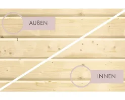 Elementsauna Karibu Mariado ohne Ofen und Dachkranz mit bronzierter Ganzglastüre