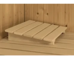 Elementsauna Karibu Nybro inkl. 9 kW Ofen u.ext.Steuerung ohne Dachkranz mit bronzierter Ganzglastüre