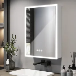 EMKE LED Spiegelschrank 50 x 70 cm 3 Lichtfarben & Antibeschlag Silberweiß