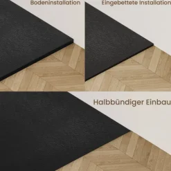 EMKE Duschwanne 90 x 90 cm Rutschfeste Duschtasse Eckig Flach Schwarz SMC (ohne Siphon)