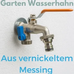 2er Set Garten Wasserhahn Kugelhahn 3/4 Doppelanschluss Außen 3/4 Zoll Doppel Wasserhahn Außenwasserhahn Doppelwasserhahn mit Schlauchanschluss