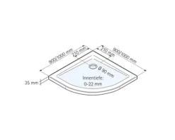 Extraflaches Viertelkreis-Duschwannen Komplettset SCHULTE ExpressPlus 100 x 100 x 3,5 cm alpinweiß glänzend EP212057 04