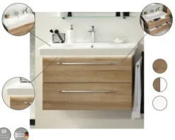 FACKELMANN Waschtischunterschrank Milano BxHxT 80 x 49,2 cm x 47,5 cm Frontfarbe asteiche holzdekor 84202