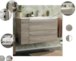 FACKELMANN Waschtischunterschrank Lu x or BxHxT 80 x 60,5 cm x 45 cm Frontfarbe esche grau holzdekor 79801