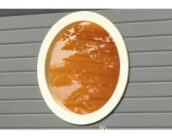 Fensterelement Karibu rund Klarglas 840 x 840 für 38 mm Wandstärke elfenbeinweiß