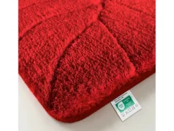 FLOORDIREKT Badematte Maris - Flauschiger Badvorleger mit Blattstruktur - Rot - 80 x 150 cm
