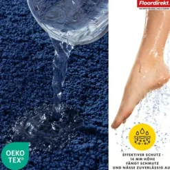 FLOORDIREKT Badematte Nasa - Wasserabsorbierend und Pflegeleicht - Dunkelblau - 60 x 150 cm