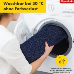 FLOORDIREKT Badematte Nasa - Wasserabsorbierend und Pflegeleicht - Dunkelblau - 60 x 150 cm