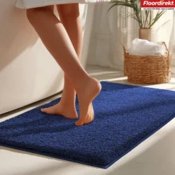 FLOORDIREKT Badematte Nasa - Wasserabsorbierend und Pflegeleicht - Dunkelblau - 60 x 150 cm