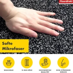 FLOORDIREKT Badematte Nasa - Wasserabsorbierend und Pflegeleicht - Anthrazit - 80 x 120 cm