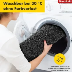 FLOORDIREKT Badematte Nasa - Wasserabsorbierend und Pflegeleicht - Anthrazit - 80 x 120 cm