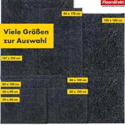 FLOORDIREKT Badematte Nasa - Wasserabsorbierend und Pflegeleicht - Anthrazit - 80 x 120 cm