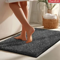 FLOORDIREKT Badematte Nasa - Wasserabsorbierend und Pflegeleicht - Anthrazit - 80 x 120 cm