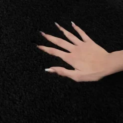 FLOORDIREKT Badematte Sky Soft - Reckteckig - Rutschhemmende Rückseite - Schwarz - 50 x 60 cm