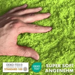FLOORDIREKT Badematte Sky - Flauschiger Badvorleger mit dichtem Flor - Eckig - Apfelgrün - 50 x 80 cm