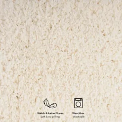 FLOORDIREKT Badematte Sky Soft - Reckteckig - Rutschhemmende Rückseite - Creme - 80 x 150 cm