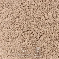 FLOORDIREKT Badematte Sky Soft - Reckteckig - Rutschhemmende Rückseite - Beige - 70 x 120 cm