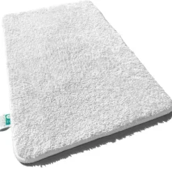 FLOORDIREKT Badematte Sky - Flauschiger Badvorleger mit dichtem Flor - Eckig - Weiß - 50 x 60 cm